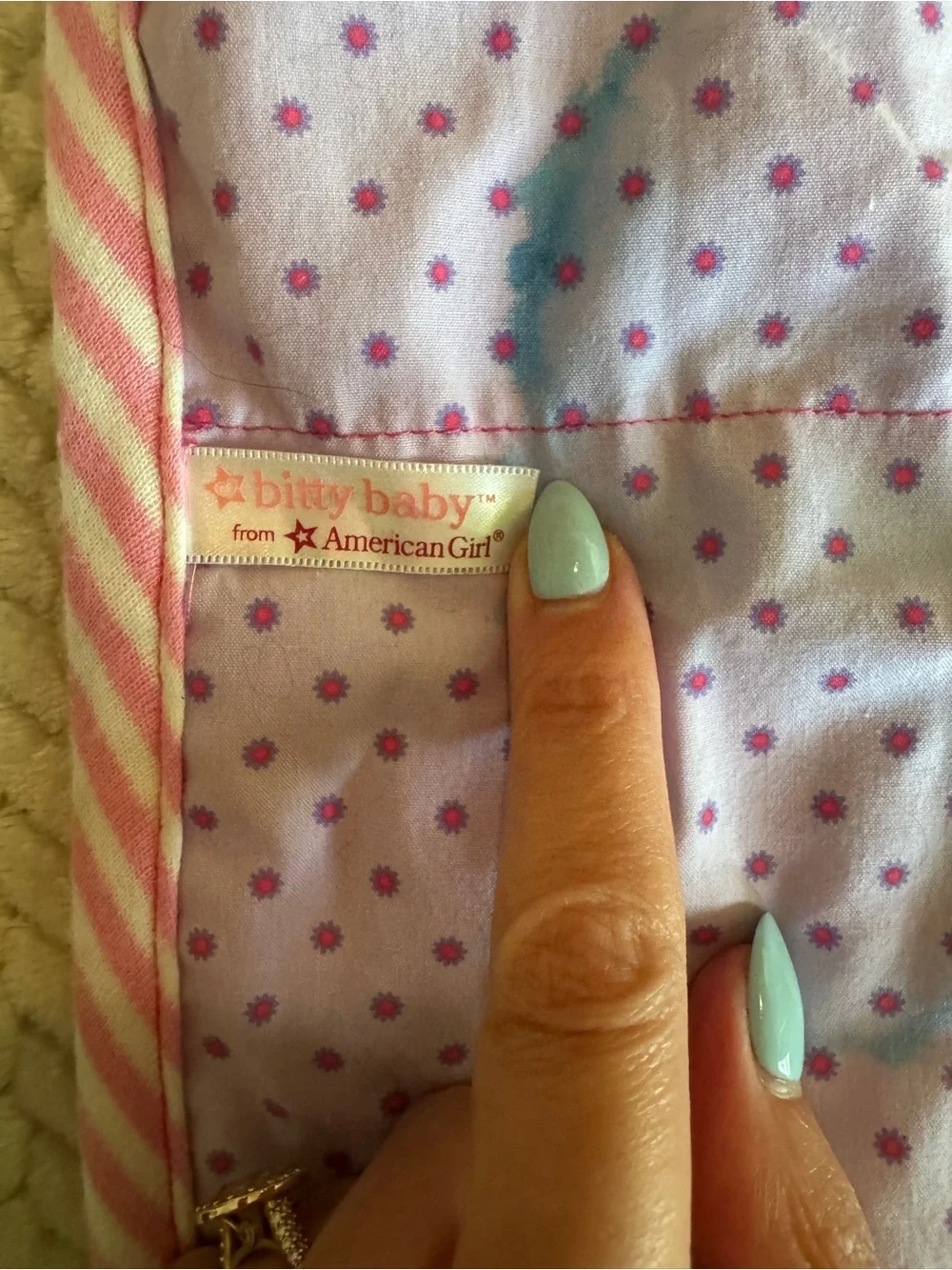 American Girl Bitty Baby Paisley Starter Set Diaper Bag and Blanket